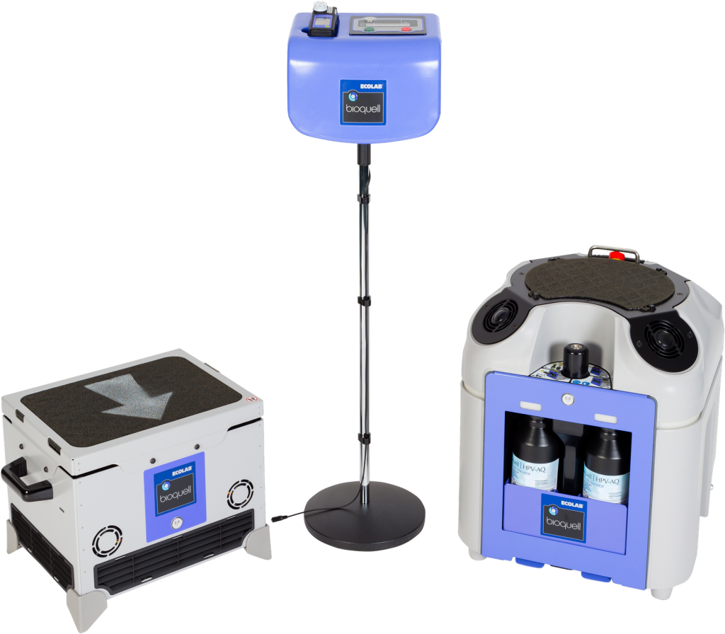 Bioquell BQ-50 hydrogen peroxide vapour generator with aeration units