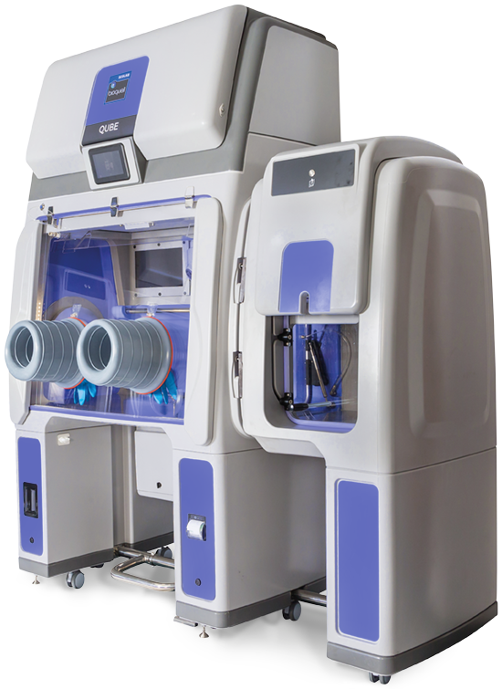 Bioquell Qube isolator configured for sterility testing