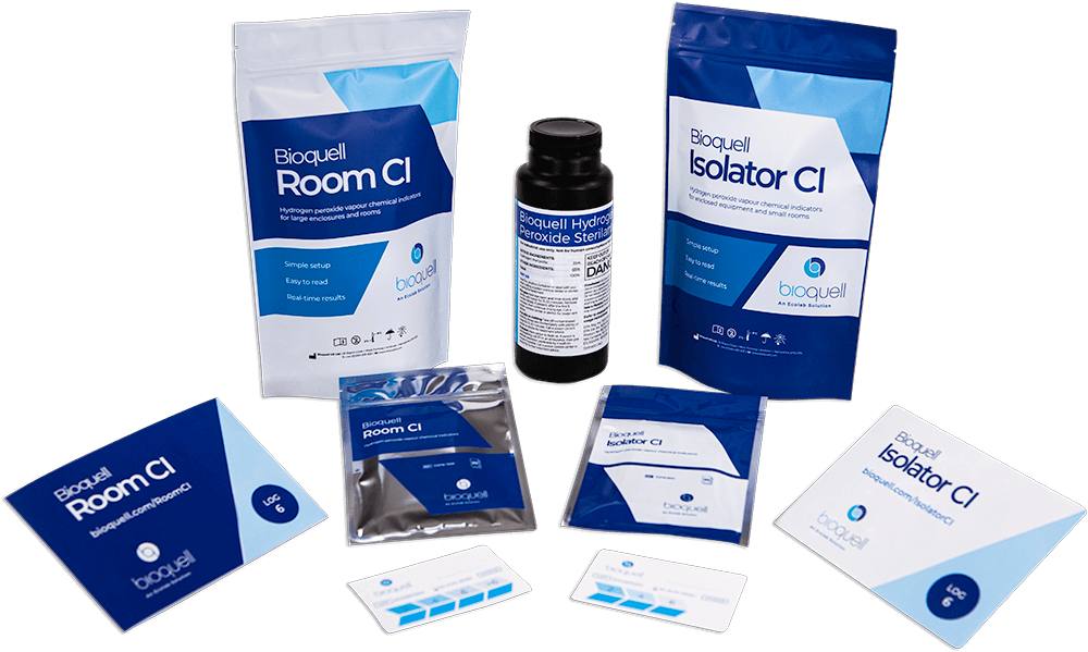 Bioquell Room CI and Isolator CI chemical indicators with hydrogen peroxide