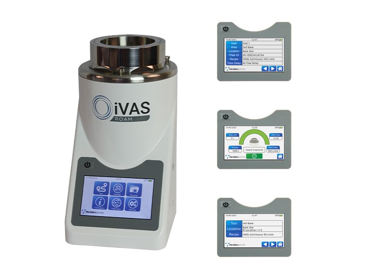 Pharmagraph iVAS Roam viable air sampler with its screens