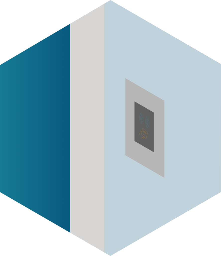 Illustration of a flush-mounted cleanroom access reader
