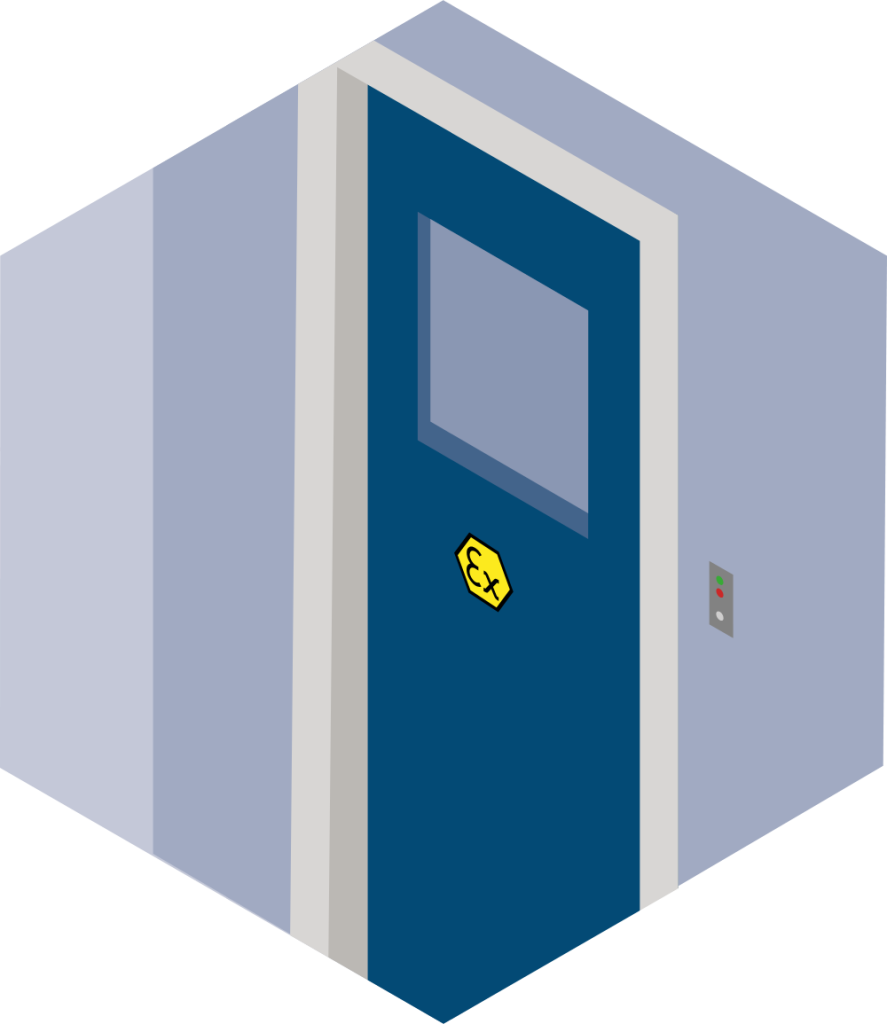 Illustration of an ATEX-rated cleanroom door